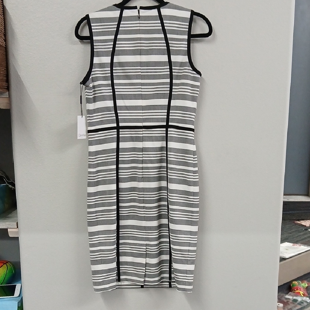 Calvin Klein Women's Black and Gray Striped Midi Dress - Picture 4 of 5